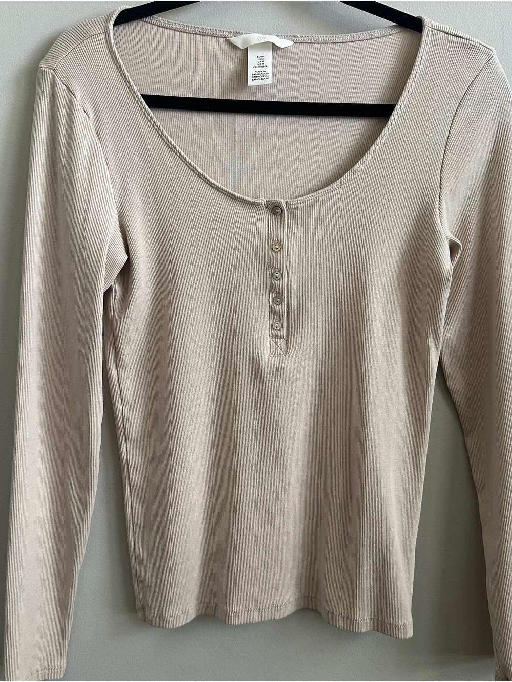H&M Fitted Henley Shirt (soft ribbed cotton)